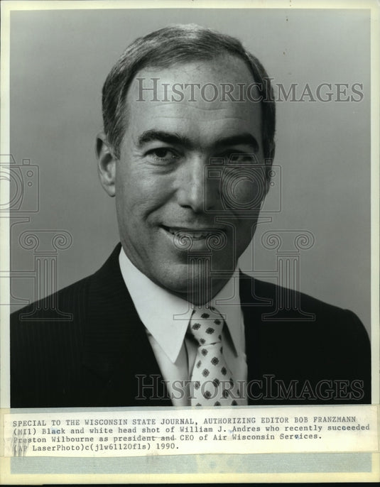 1987 Press Photo William J Andres becomes President of Air Wisconsin Services. - Historic Images