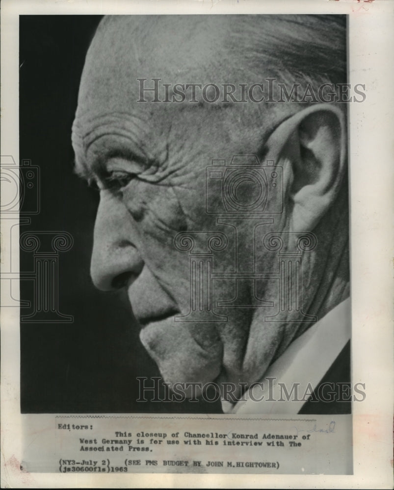 1963 Press Photo Chancellor Konrad Adenauer - mjw01083-Historic Images