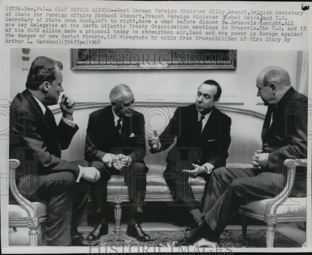 1968 Press Photo Politicians gather in Brussels for NATO meeting - mjw01386 - Historic Images