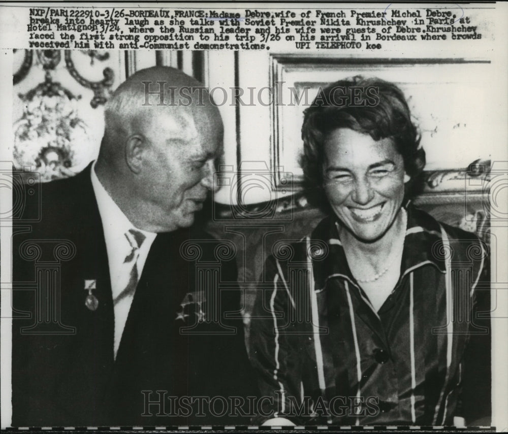Press Photo Madame Debre and Nikita Khrushchev, Hotel Matignon in Paris - Historic Images