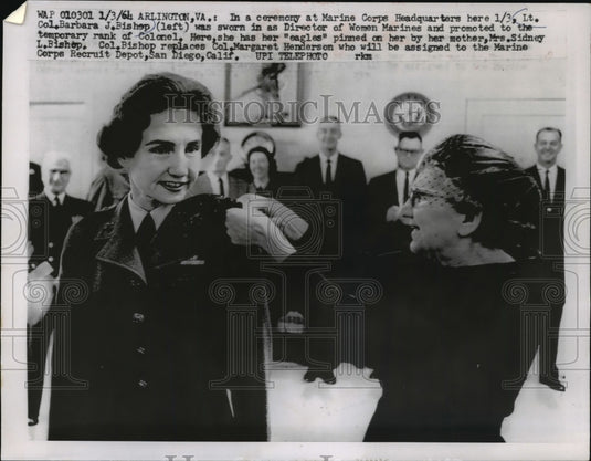 1964 Lt. Col. Barbara Bishop sworn in as Director of Women Marines - Historic Images