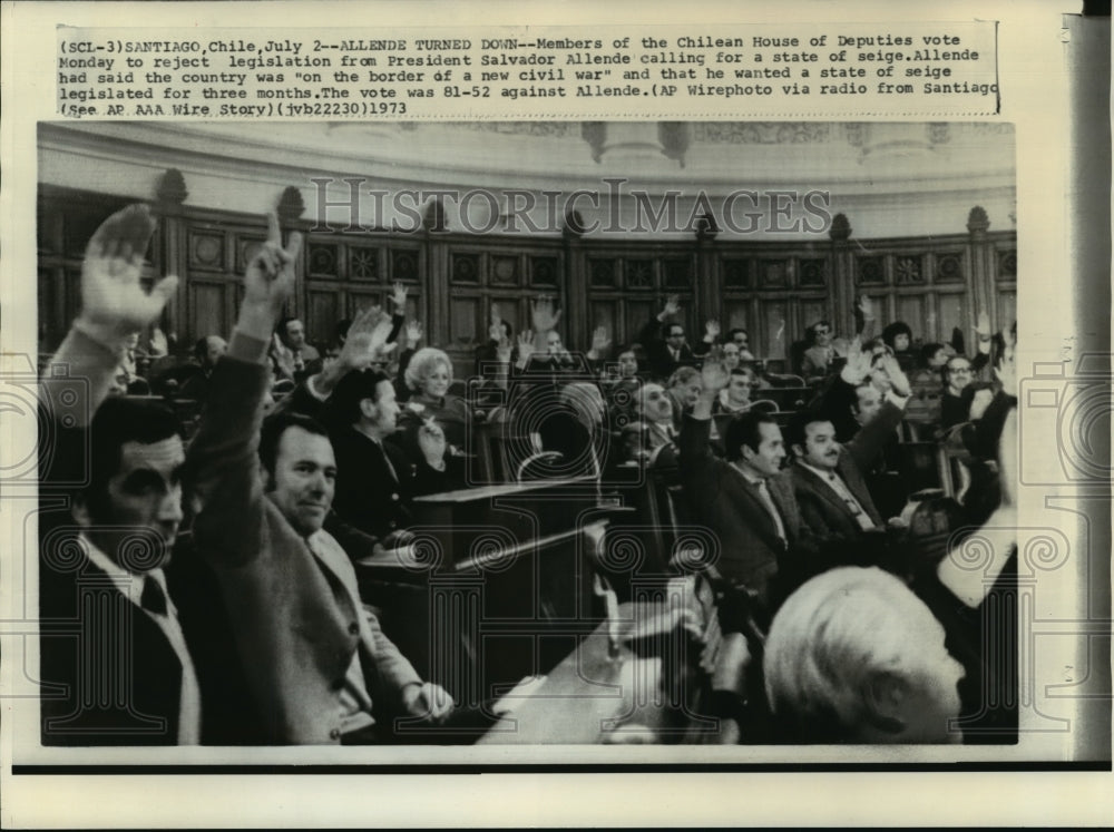 1973 Chilean House of Deputies votes against Pres. Allende crackdown - Historic Images