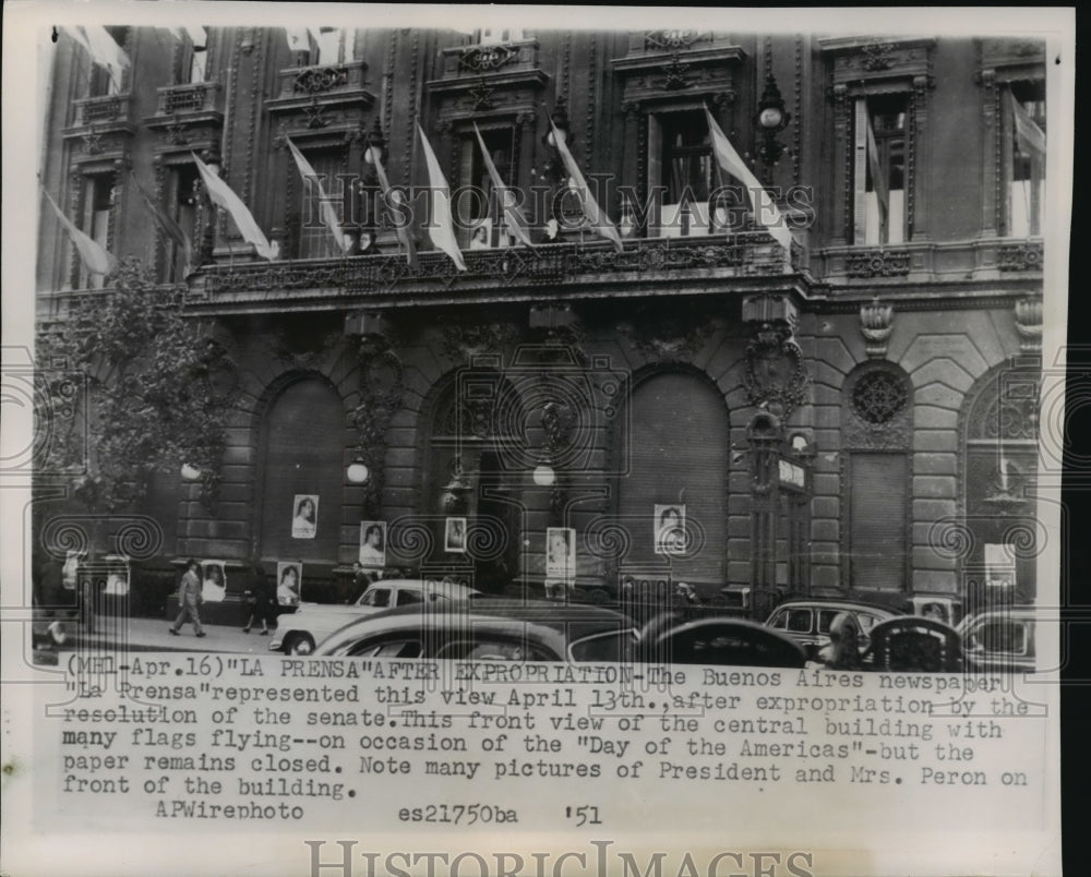 1951 Press Photo Buenos Aires newspaper &quot;La Prensa&quot;, after Expropriation, AR - Historic Images