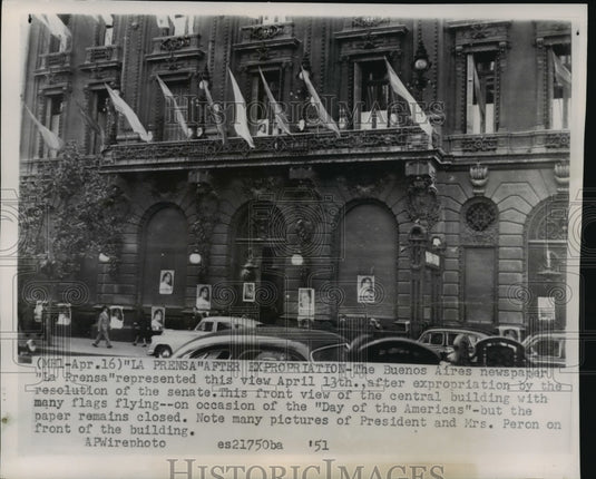 1951 Press Photo Buenos Aires newspaper "La Prensa", after Expropriation, AR - Historic Images