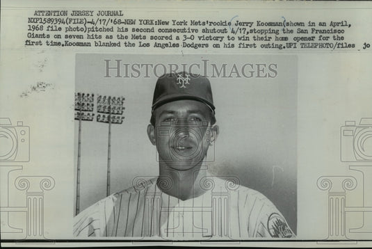 1968 New York Mets' rookie Jerry Koosman, New York, N.Y. - Historic Images