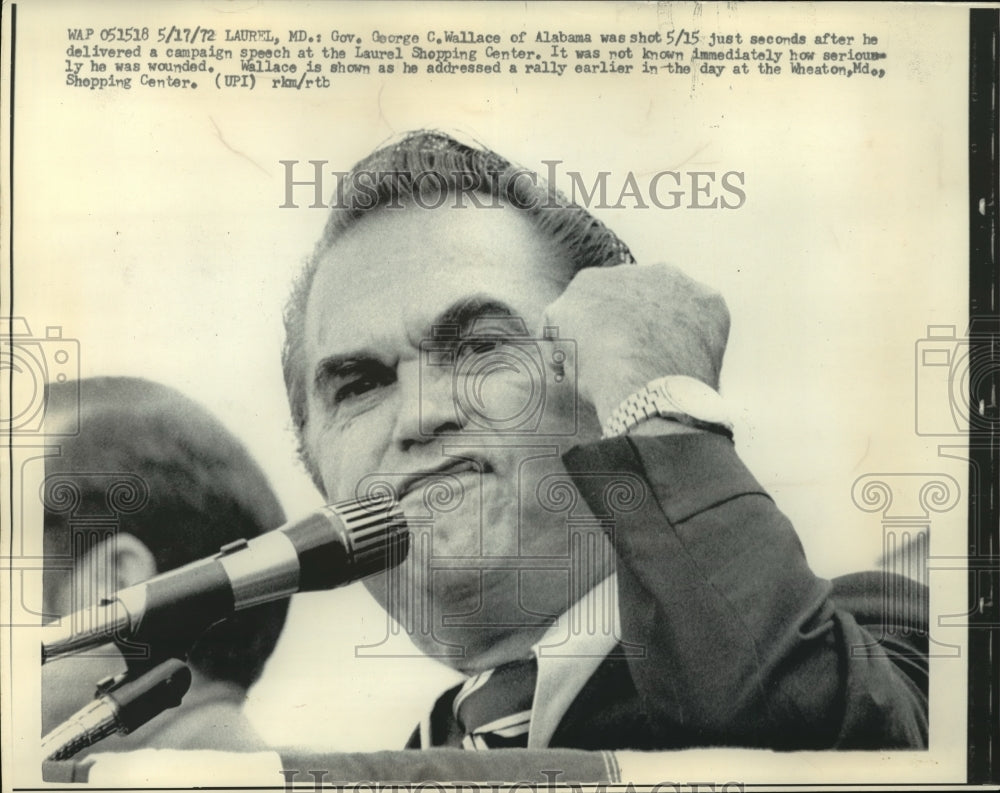 1972 George Wallace addresses crowd in Wheaton, Maryland - Historic Images