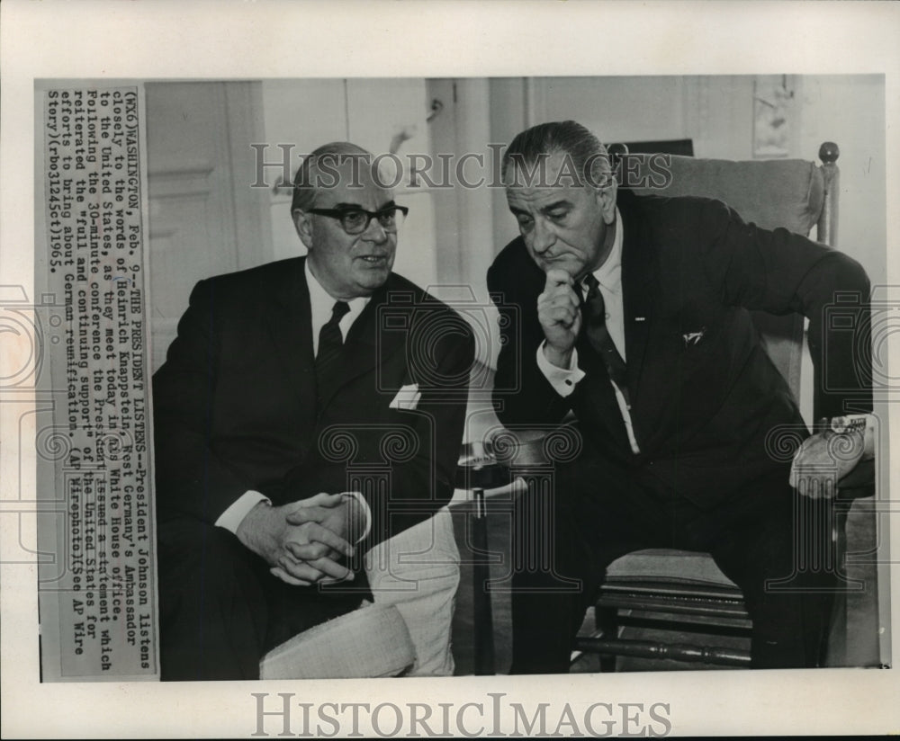 1965 Press Photo President Johnson and West Germany&#39;s Ambassador Knappstein - Historic Images