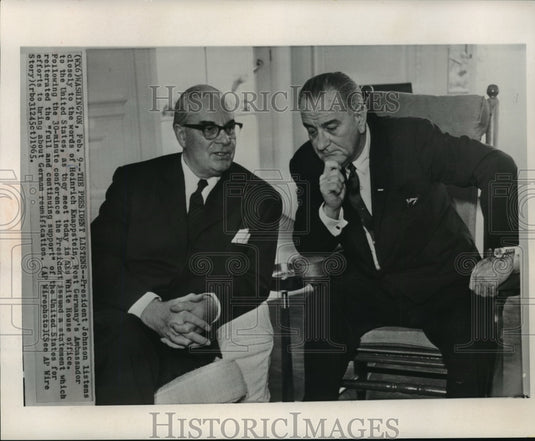 1965 Press Photo President Johnson and West Germany's Ambassador Knappstein - Historic Images