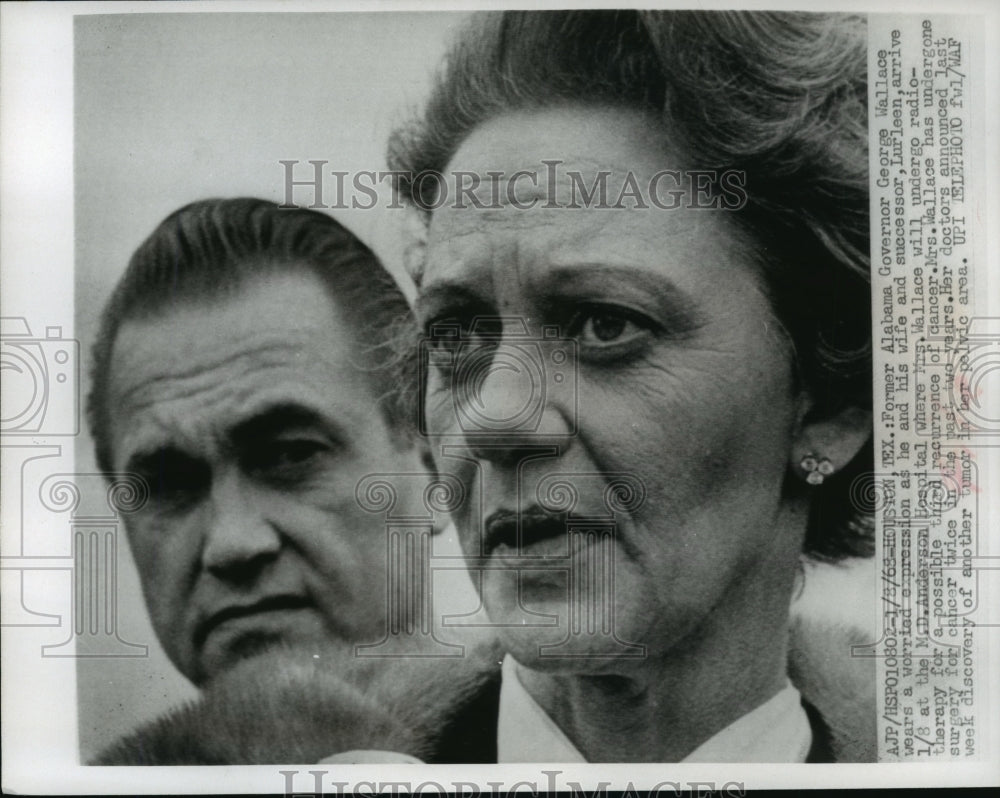 1968 Alabama Governor Lurleen Wallace with husband George in Houston - Historic Images