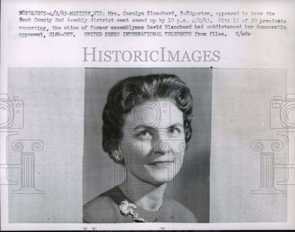 1963 Portrait of Mrs. Carolyn Blanchard, Assemblywoman 2nd Dist, WI - Historic Images