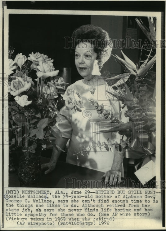 1972 Press Photo Montgomery, Ala.-Mozelle Wallace, mother of Gov. Wallace, busy - Historic Images