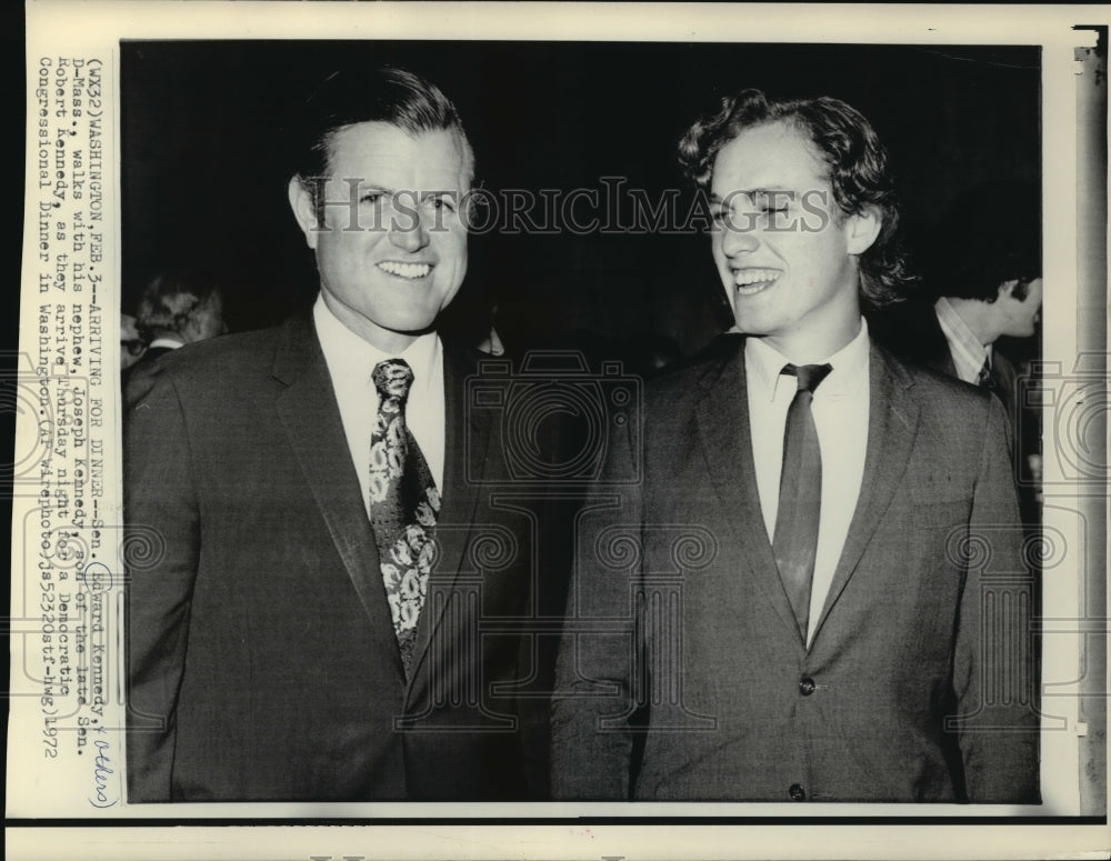 1972 Press Photo Edward & Joseph Kennedy arrive at Congressional Dinner- Historic Images
