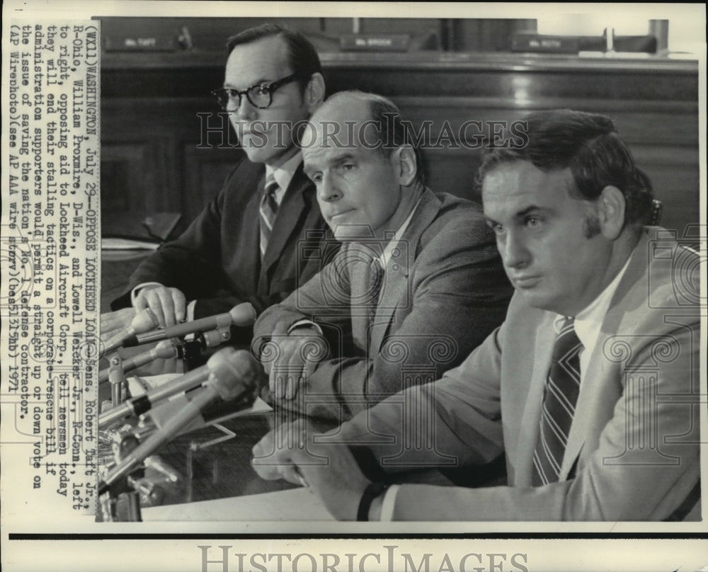 1971 Press Photo Senators opposed to Lockhead loan speak to news conference - Historic Images