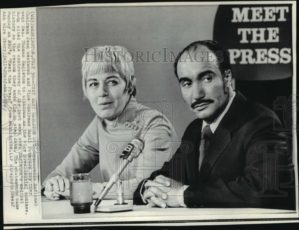 1972 Press Photo Jean Westwood with Basil Paterson on NBC "Meet the Press" Show - Historic Images