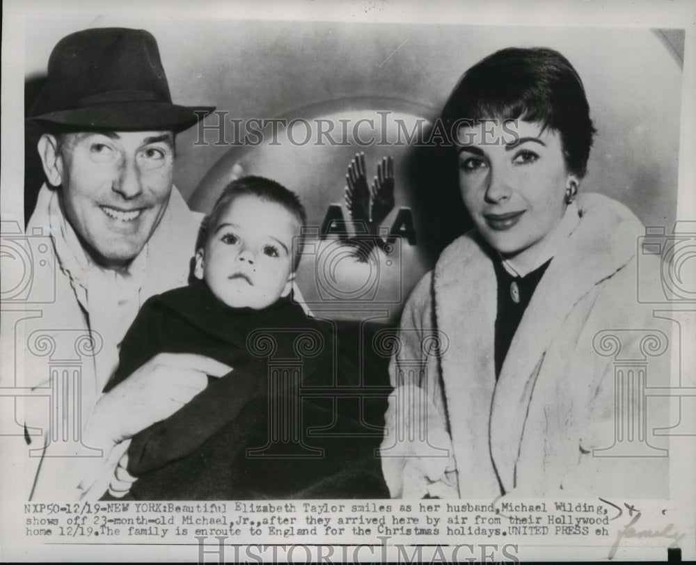 1954 Press Photo Michael Wilding And Family Arrive In New York - mjw03575 - Historic Images