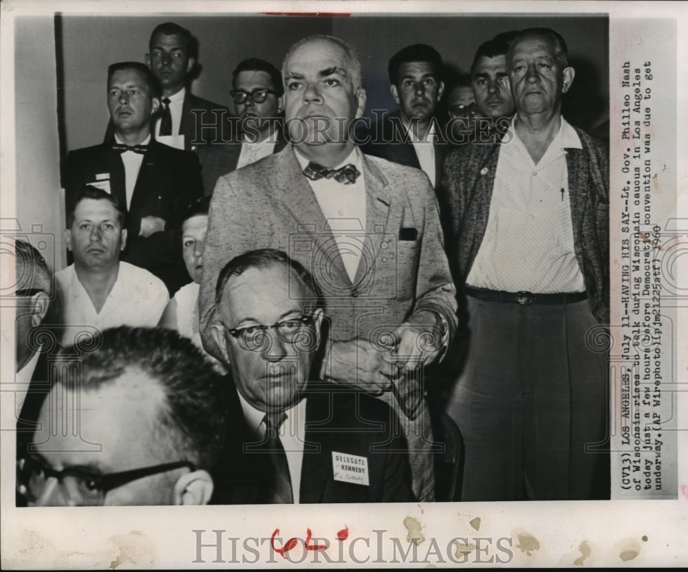 1960 Lieutenant Governor Philleo Nash talks at Wisconsin Caucus, L.A-Historic Images