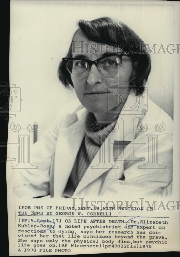 1970 Press Photo Dr. Elizabeth Kubler-Ross, noted psychiatrist - mjw03731 - Historic Images