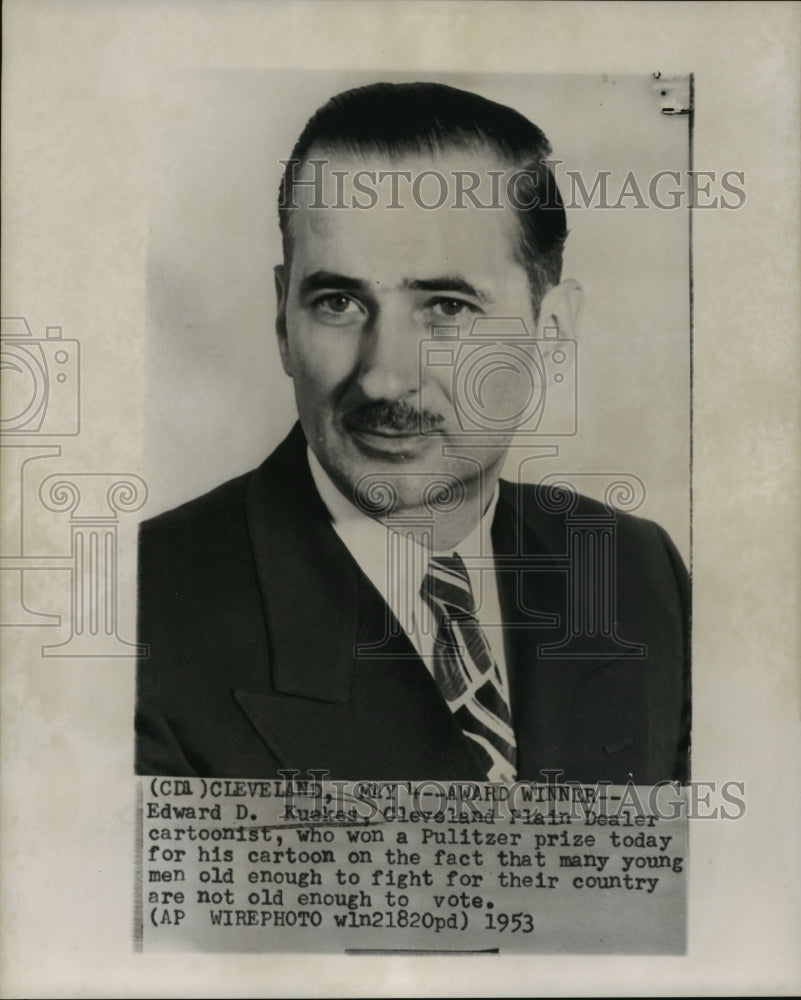 1953 Press Photo Edward D. Kuekes, Pulitzer prize winner from Cleveland, Ohio - Historic Images