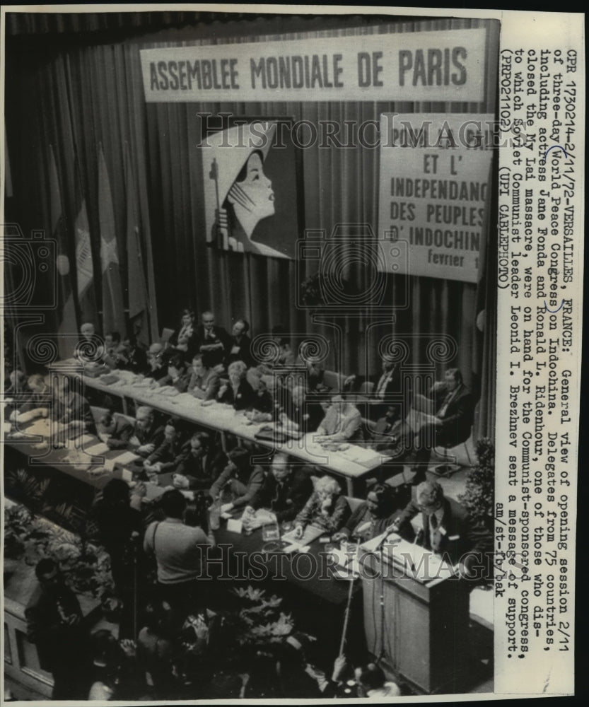 1972 Press Photo Opening session of the World Peace Congress in Versailles . - Historic Images