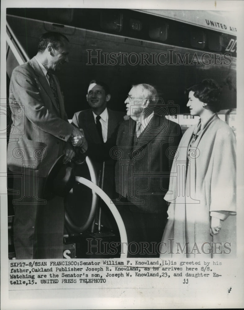 1953 William F. Knowland with family in San Francisco, California - Historic Images