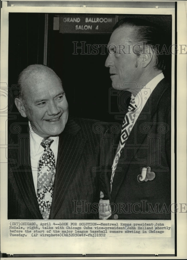 1972 Chicago Cubs vice-president John Holland &amp; John McHale - Historic Images