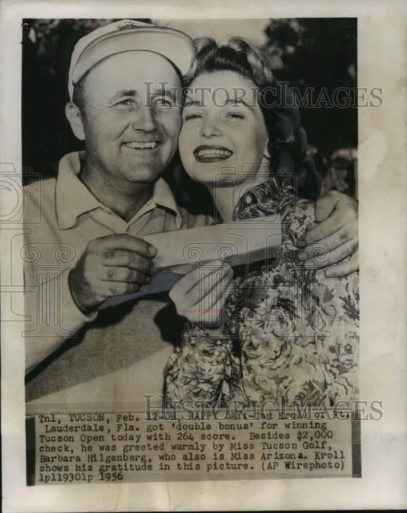 1956 Golfer Ted Kroll & Miss Arizona, Barbara Hilgenberg, in Tucson - Historic Images