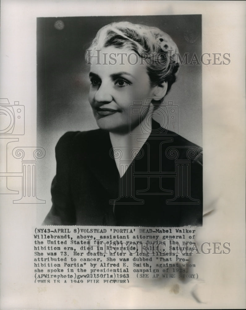 1963 Assistant Attorney General Of The U.S. Mabel Walker Willebrandt - Historic Images