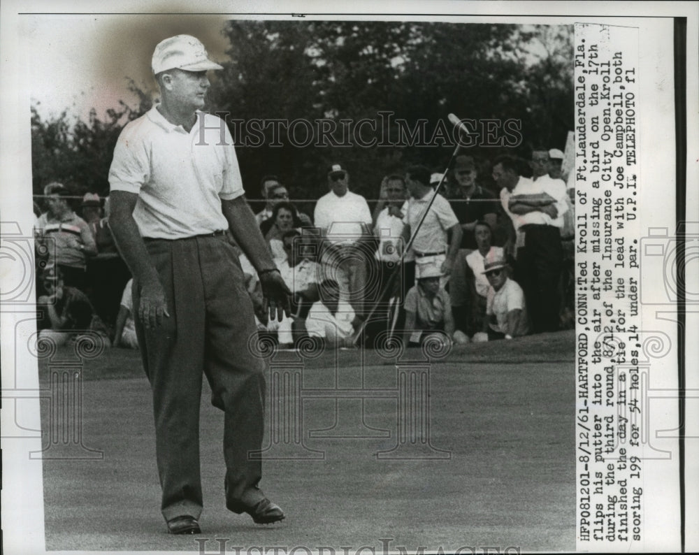 1961 Press Photo Ted Kroll of Florida plays golf in Hartford, Conneticut - Historic Images