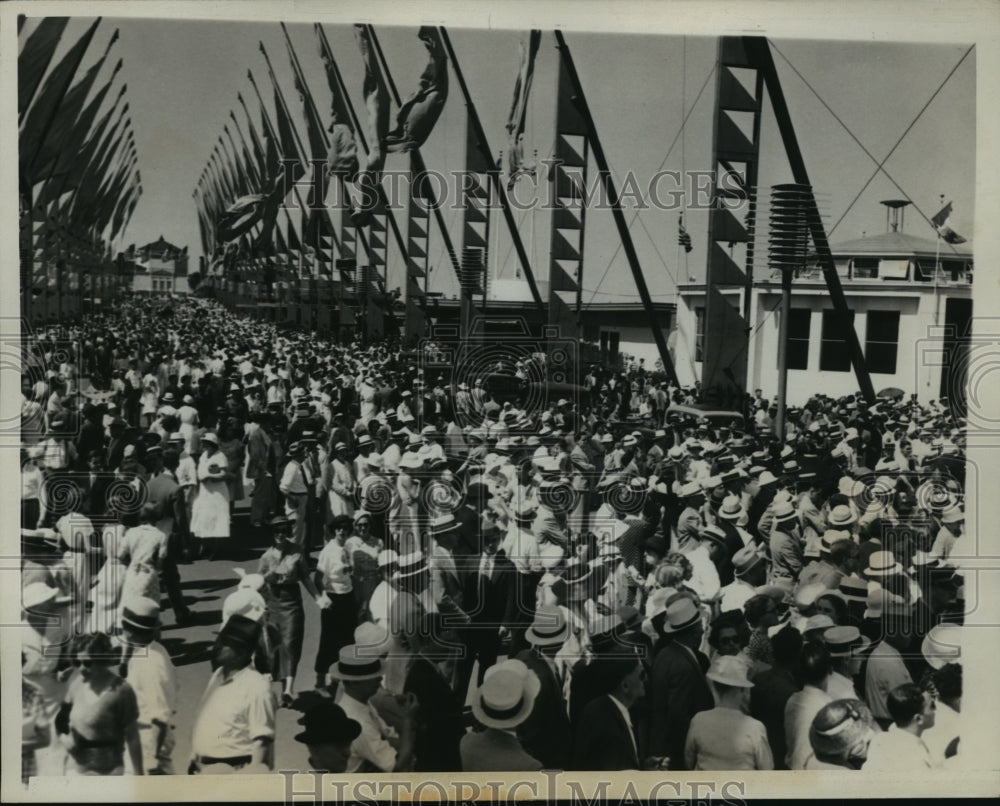 1934 View of the avenue of flags during Century of Progress display - Historic Images