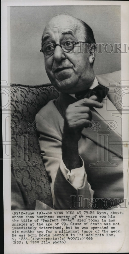 1966 Press Photo 'Perfect Fool' Ed Wynn - mjw05285- Historic Images