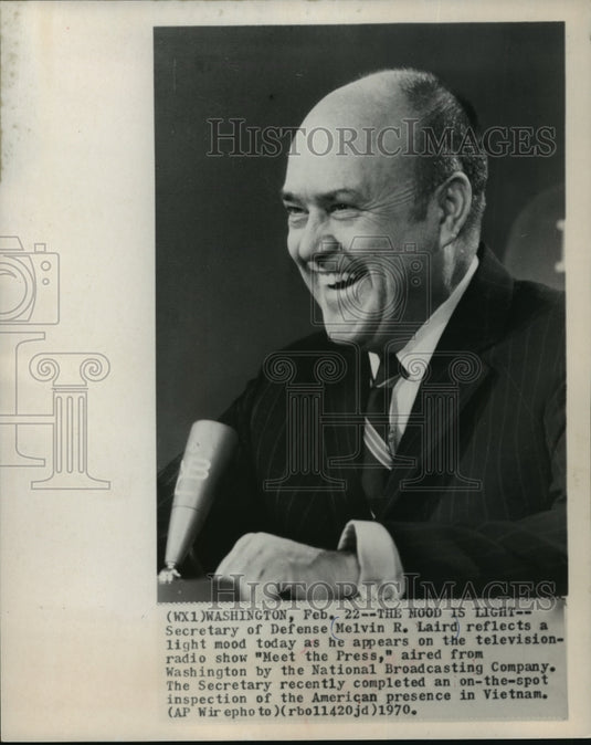 1970 Press Photo Secretary of Defense Melvin Laird appears on "Meet the Press" - Historic Images