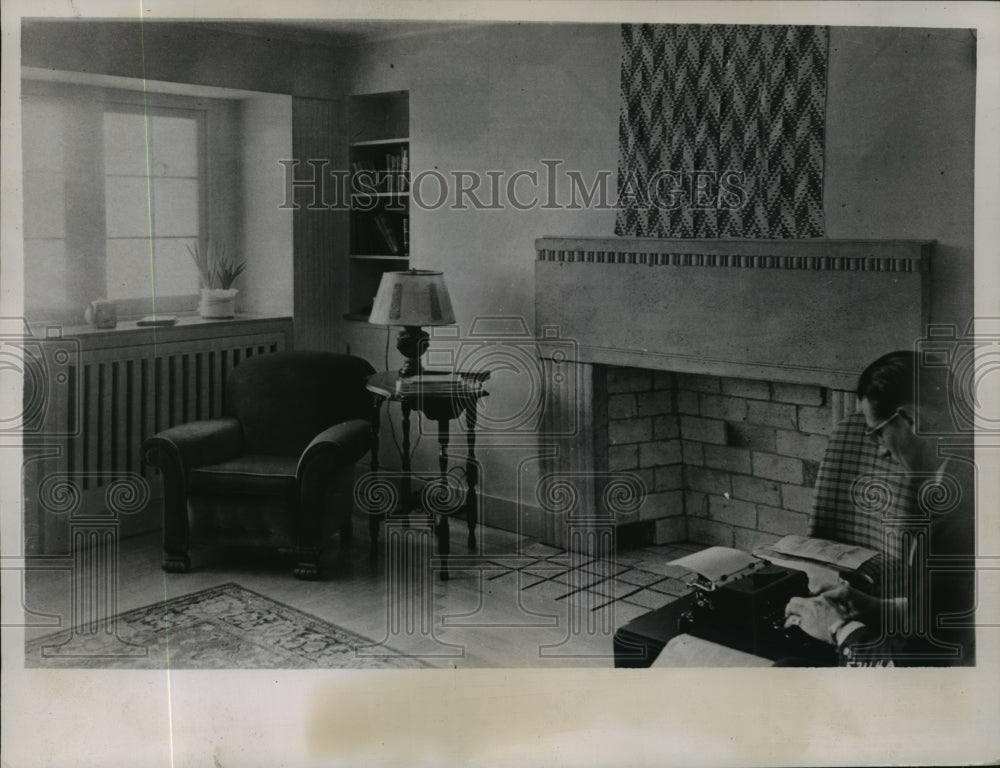 1936 living room of house in Palmer, Alaska - Historic Images
