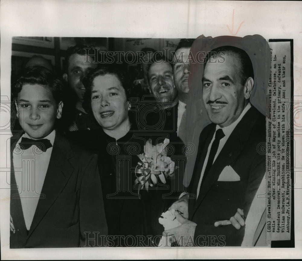 1953 Press Photo Anthony Celebrezze With Family After Winning Job In Cleveland - Historic Images