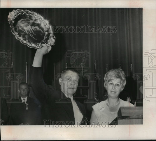 1966 Teamster's Union President James R Hoffa & Wife at a convention - Historic Images