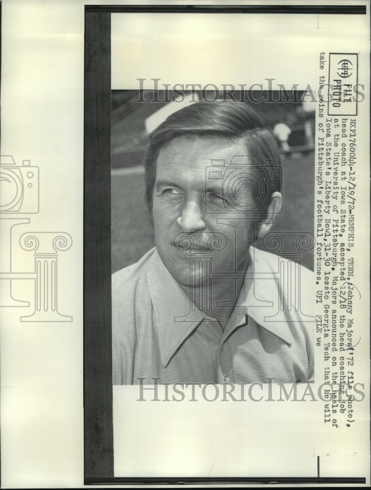 1972 Press Photo Johnny Majors, Head football coach at University of Pittsburgh - Historic Images