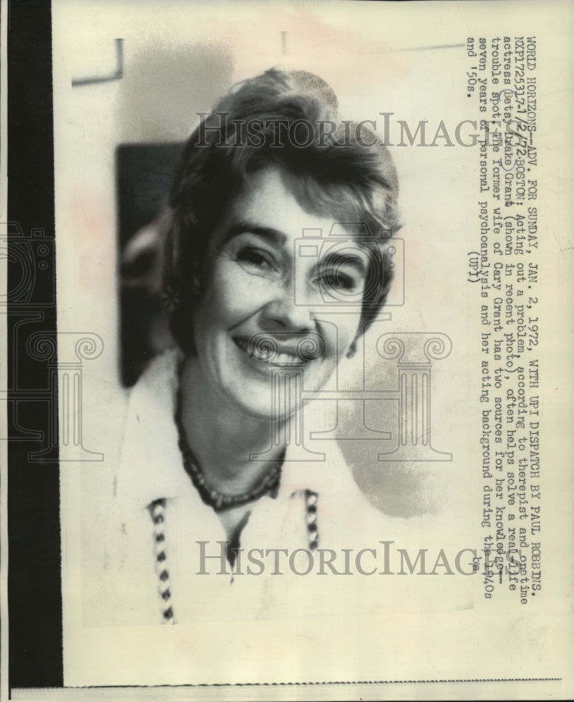 1972 Press Photo Portrait of actress Betsy Drake Grant. - mjw06780 - Historic Images