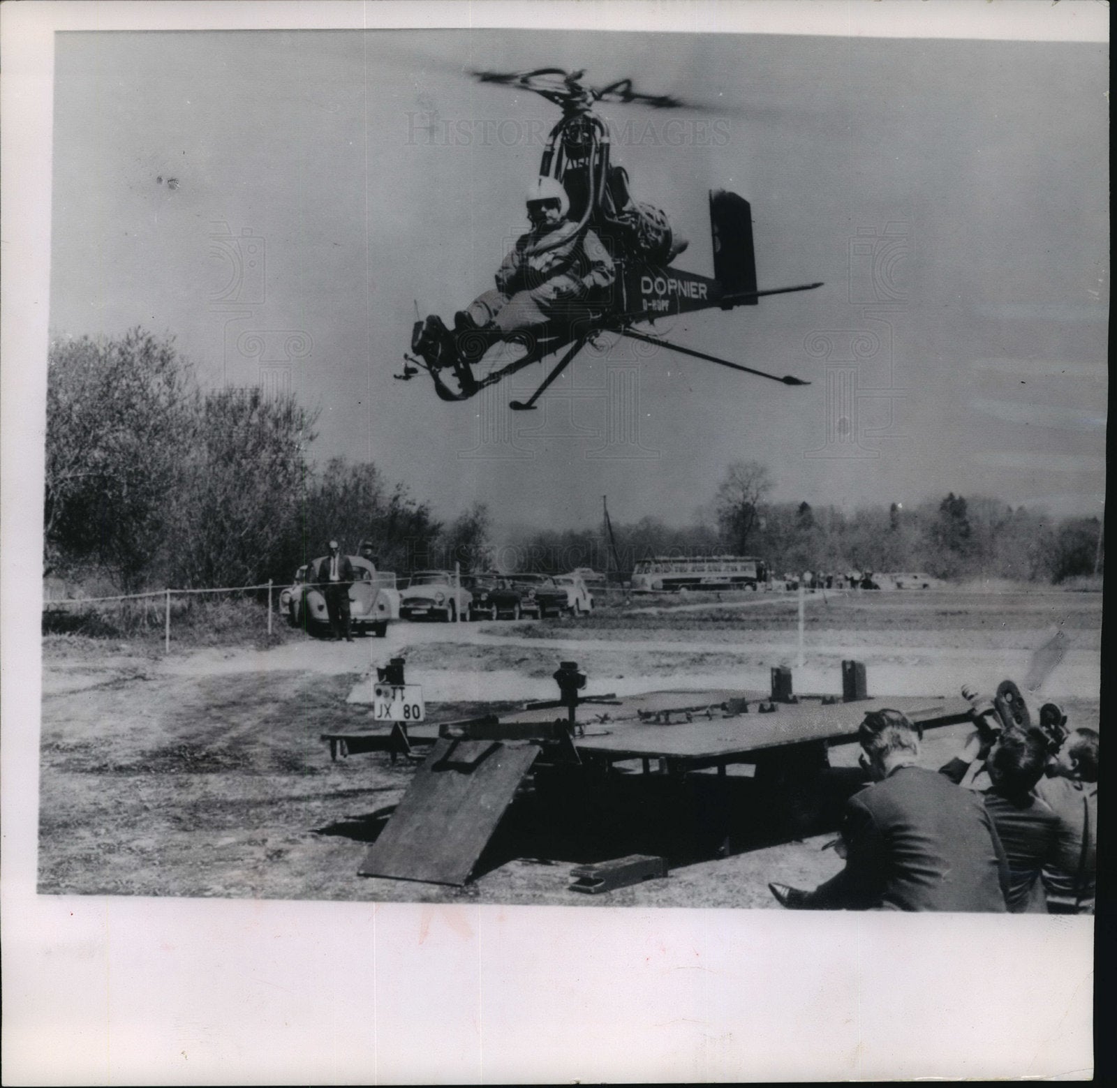 1963 Press Photo Foldable, Jet-Powered Helicopter Hovers in Immenstadt, Germany- Historic Images