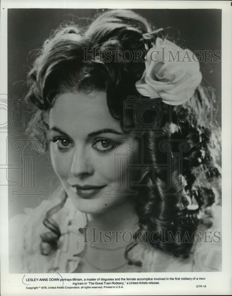 1980 Press Photo Lesley-Anne Down in &quot;The Great Train Robbery&quot; - mjx01663-Historic Images