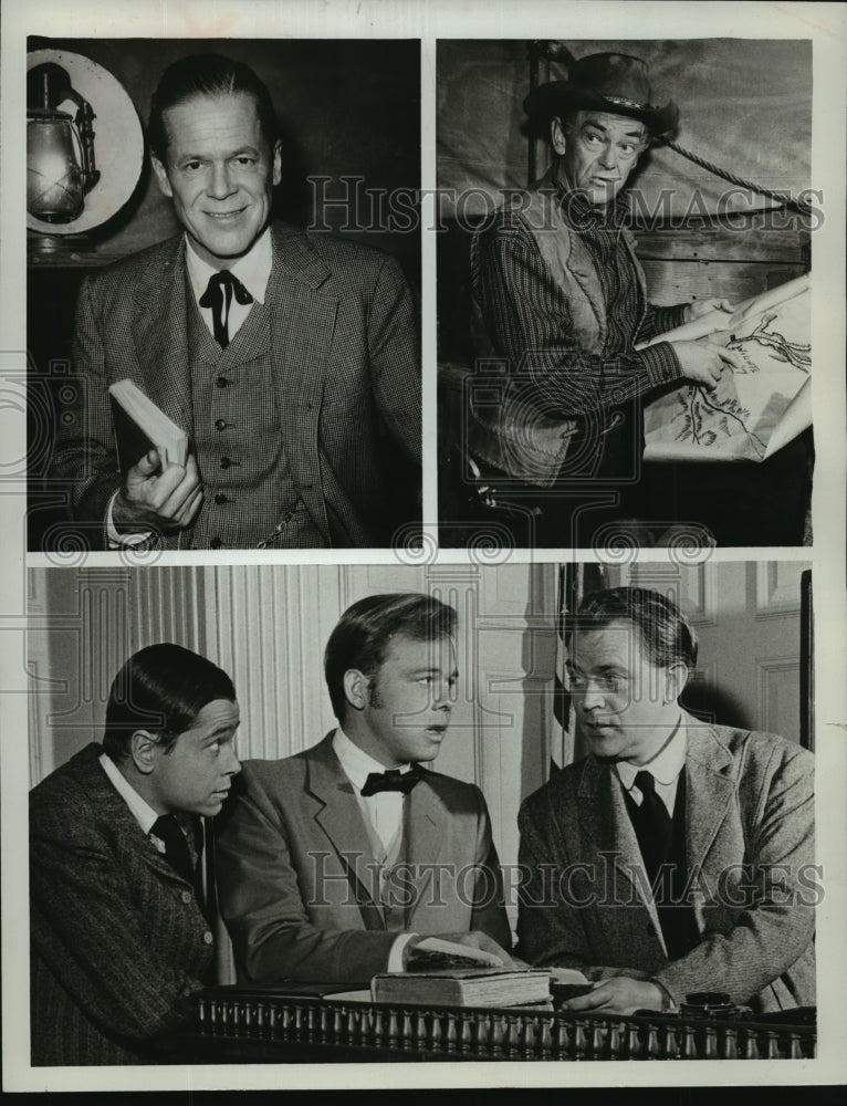 1966 Press Photo Peter Duryea, Tim McIntire, and Dan O-Herliby, Actors-Historic Images