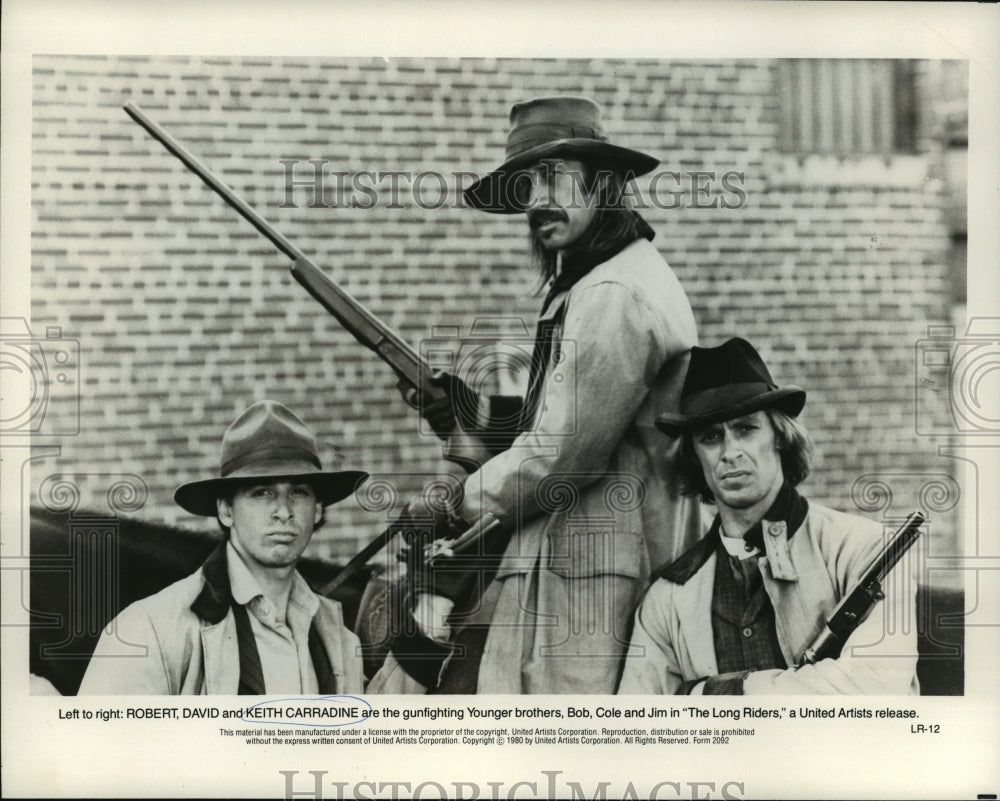 1980 Press Photo Robert, David and Keith Carradine in The Long Riders-Historic Images