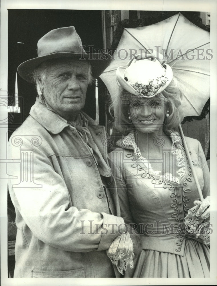 1987 Press Photo Richard Widmark and Angie Dickinson in &quot;Once Upon A Train&quot;-Historic Images