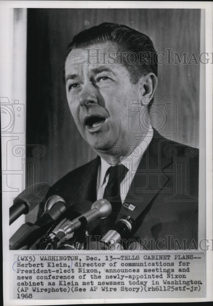 1968 Press Photo Herbert Klein, Director of Communications for Pres Nixon-Historic Images