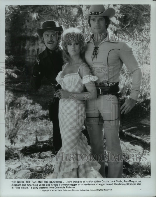 1970 Press PhotoKirk Douglas.Ann-Margaret,Arnold Schwarzenegger in "The Viilain"-Historic Images
