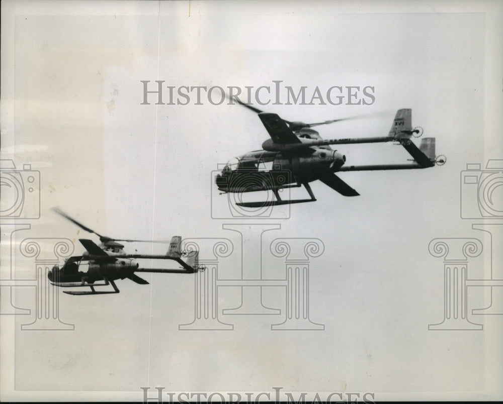 1956 Press Photo Two McDonnell Convertiplanes demonstration aircraft- Historic Images