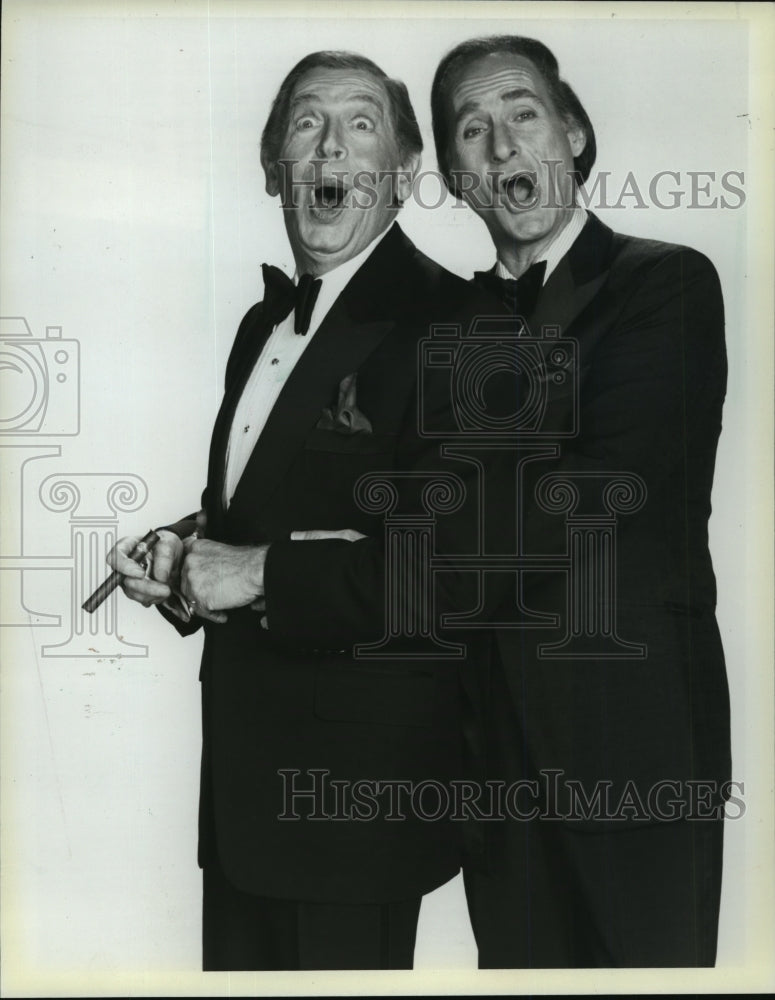 1986 Press Photo Milton Berle &amp; Sid Caesar in NBC&#39;s 60th anniversary celebration-Historic Images