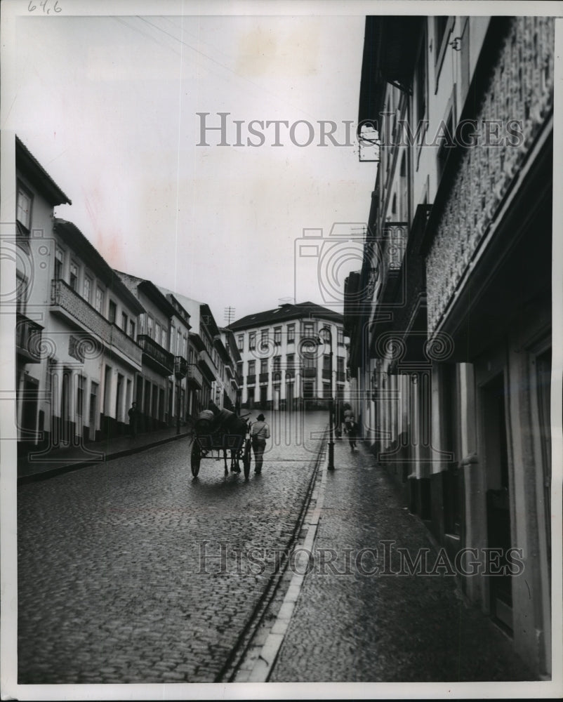 1953 Press Photo Steep climb on typical Angra street in Azores - mjx05341-Historic Images