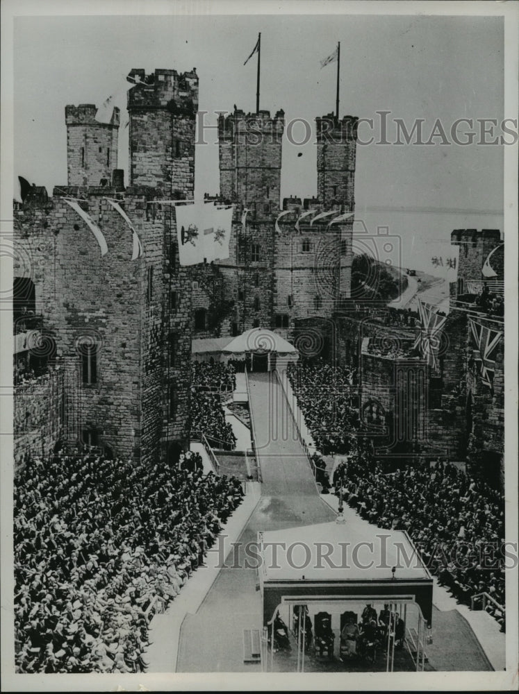 1937 Press Photo King George VI and Queen Elizabeth visits Caervaron Castle-Historic Images