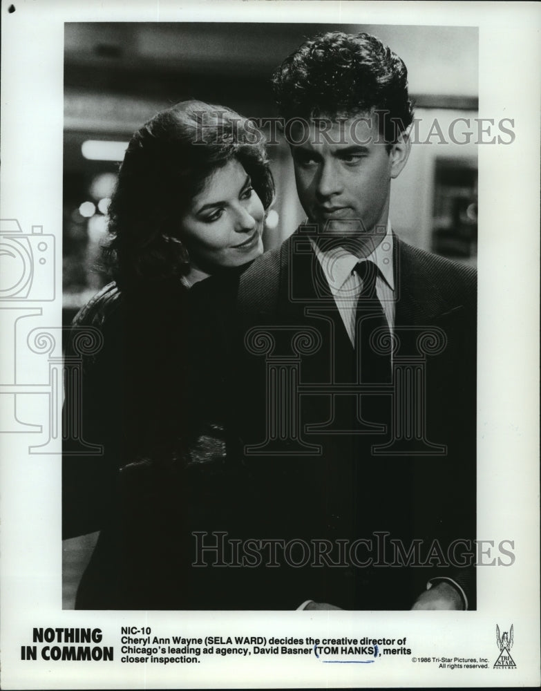 1986 Press Photo Sela Ward and Tom Hanks in Nothing in Common. - mjx13503-Historic Images