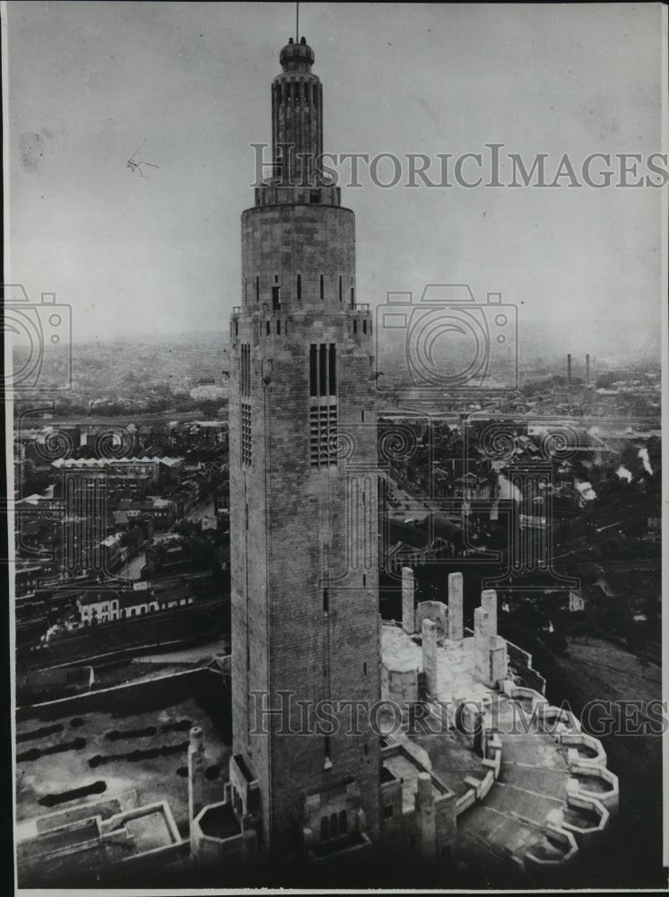 1937 Press Photo The Tower of Memory in Leige Belgium - mjx14879-Historic Images