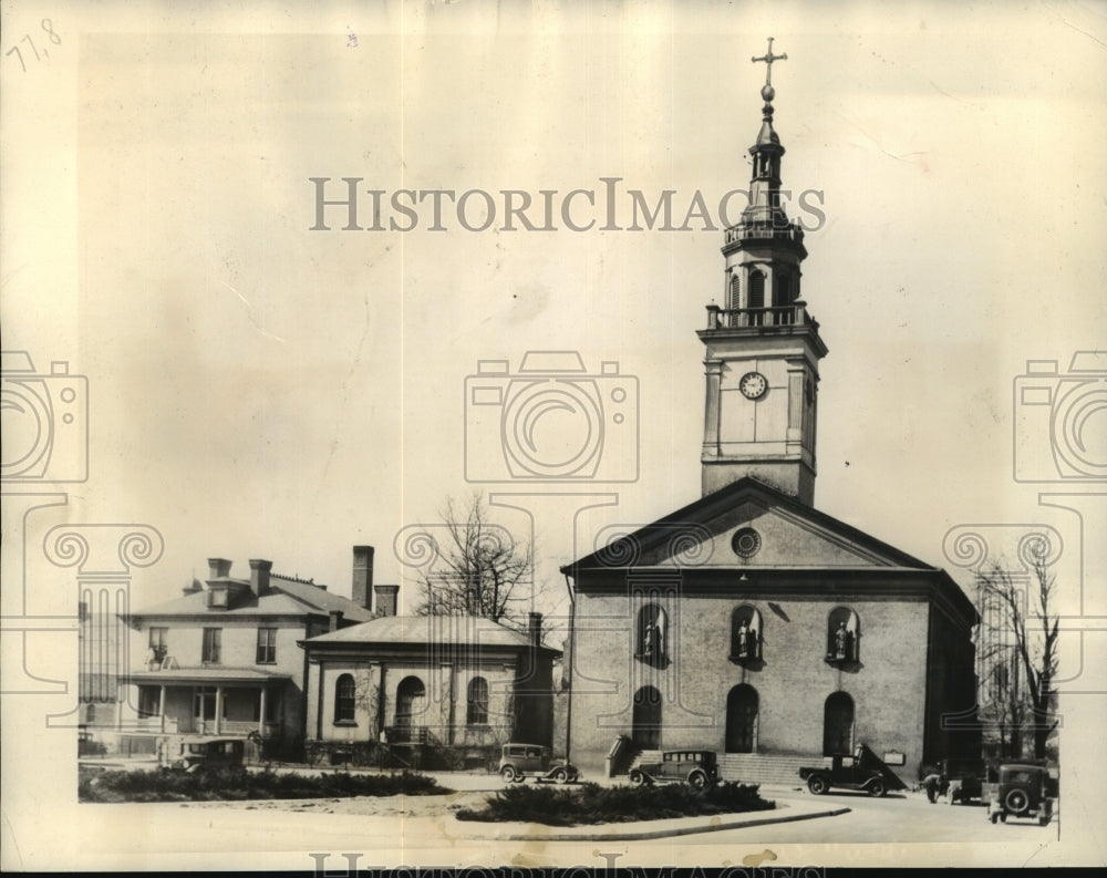 1934 Press Photo Old Vincennes Cathedral in Vincennes, Ind on 1000th anniversary-Historic Images